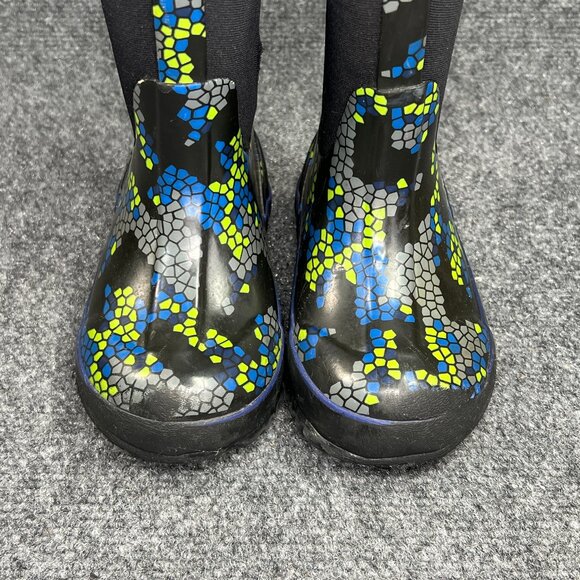 Bogs Classic Axel Boots Boys Sz 10 Black Blue Lime Waterproof Outdoor Rain Boot - Picture 4 of 14